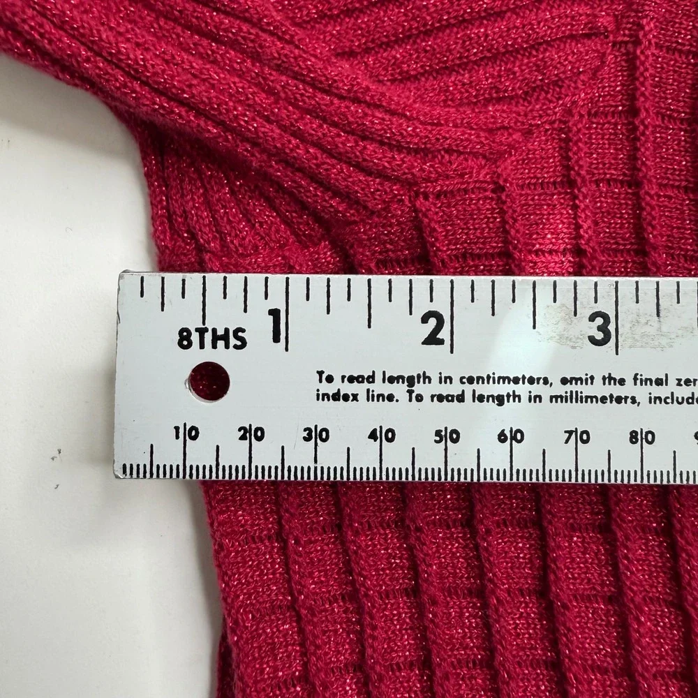 Lauren Michelle Cardigan Womens 3X Red Metallic Faux Fur Trim Glam Holiday Boho
